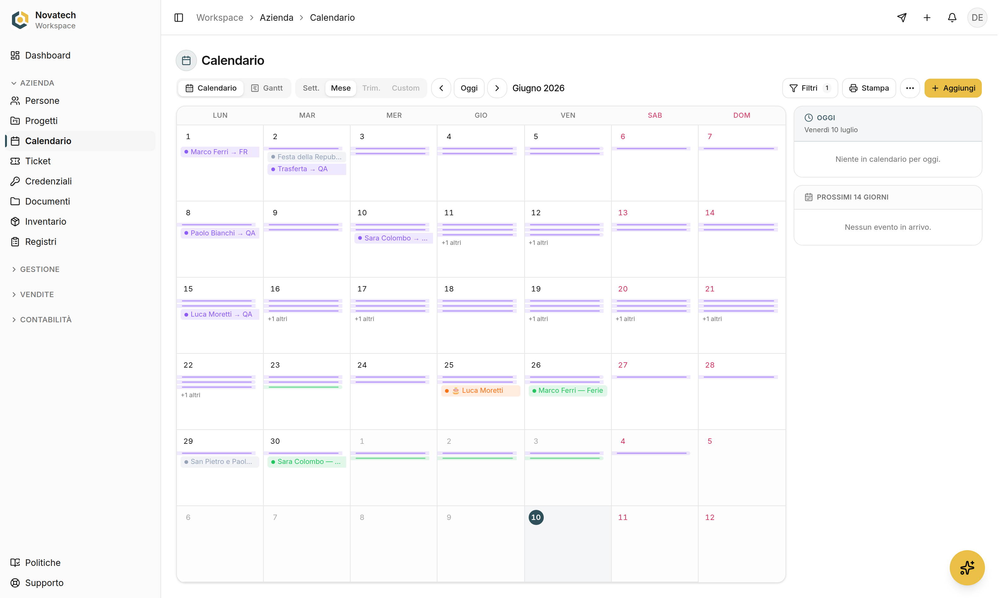 Il calendario di Pleya con gli impegni del team