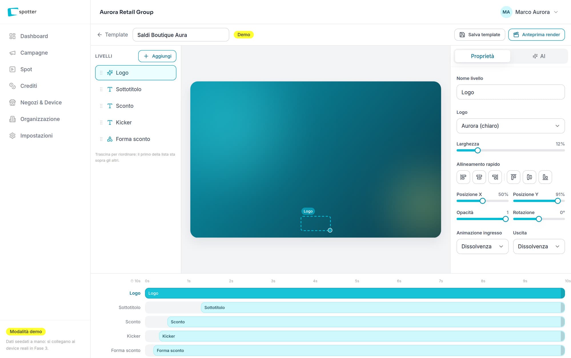 La web app di Spotter: metriche delle impressioni qualificate